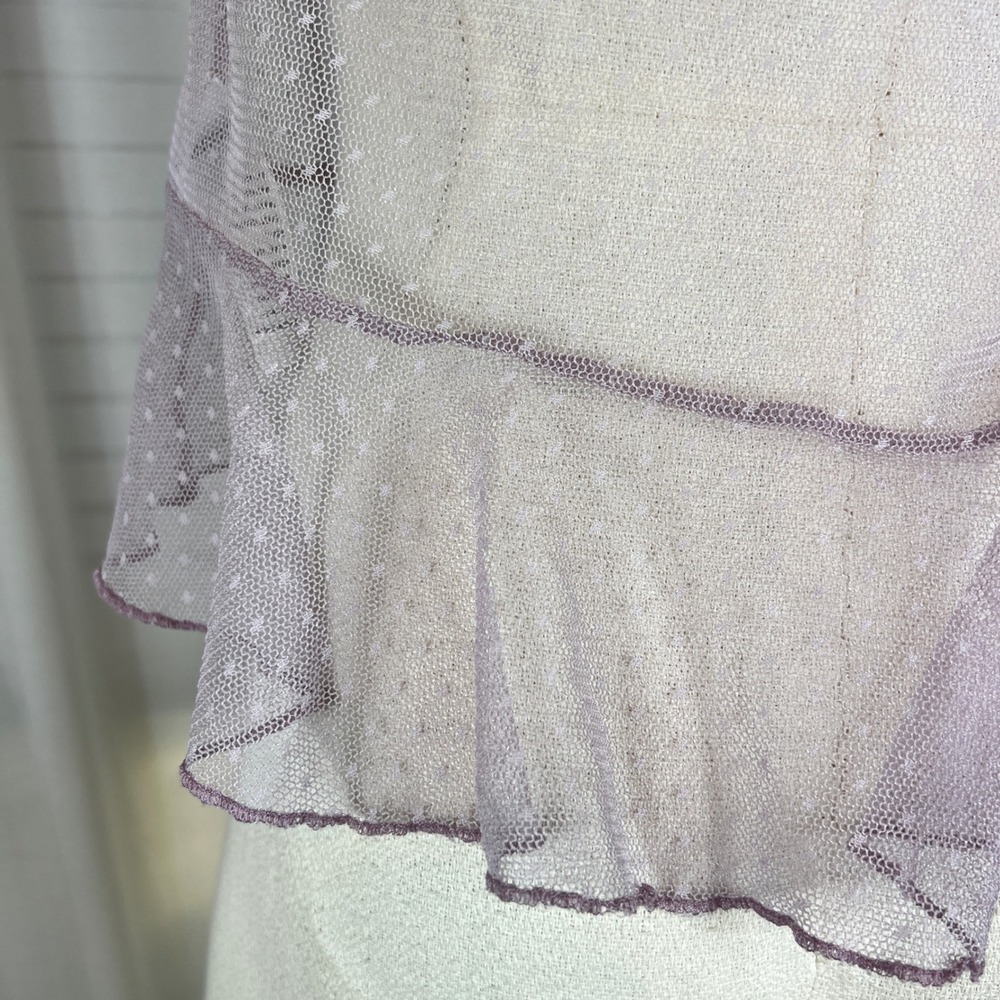 New Look Lace Mesh Ruffle Top Sheer Cap Sleeve Womens Size 8 petite fairy - Picture 5 of 7